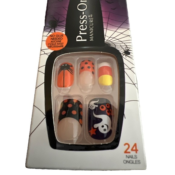 Broadway Press-On Nails Halloween Theme Candy Corn, Ghosts, Black & Orange 63932 - Picture 2 of 2
